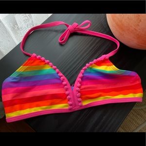 Rainbow Stripe Girls Bikini Top